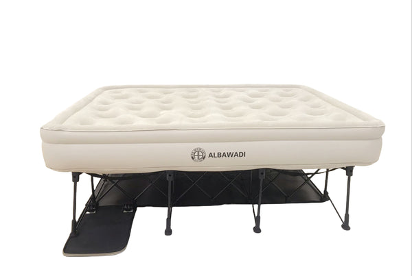 Double Inflatable Air Mattress Auto Self-Inflating Air Bed with Pump and Wheeled Case 198*152*30CM