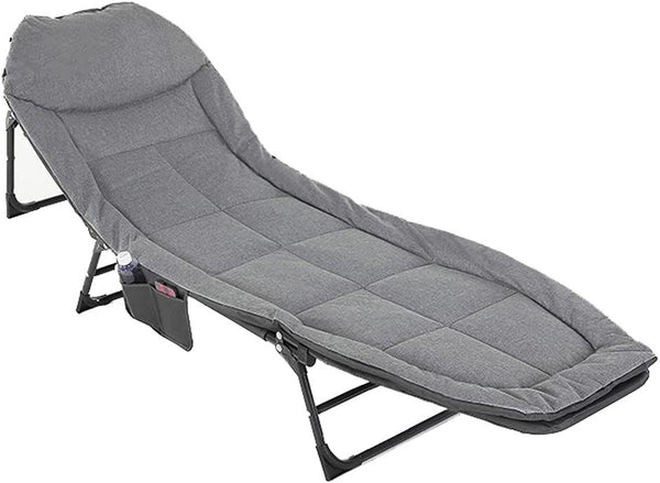 Folding Camping Bed Portable Sleep Bed with Pockets Comfort Chair