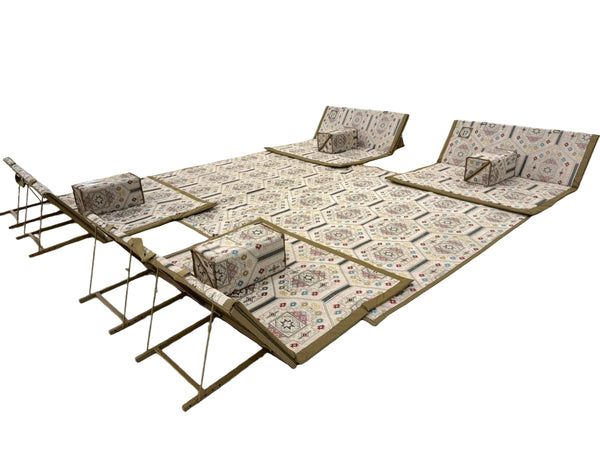 Arabic Folding Carpet Camping Desert Carpet with Pillow Metal Bracket Floor Mat Sets