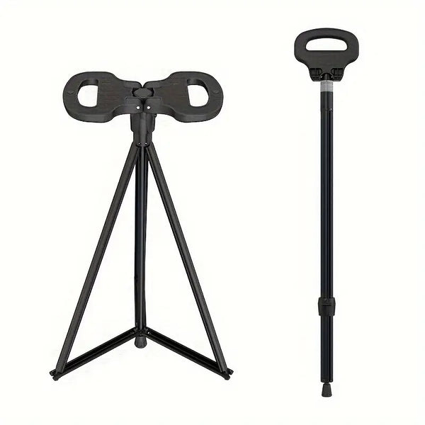 Portable Folding Walking Stick with Lightweight Chair Seat Trekking Poles For Camping,Hiking