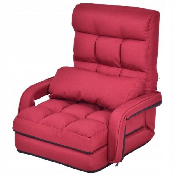 Floor Lazy Sofa Chair Comfort Folding Sofa Sleep Sofa Adjustable Back Chair with Pillow CH0212